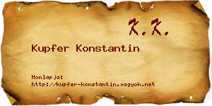 Kupfer Konstantin névjegykártya